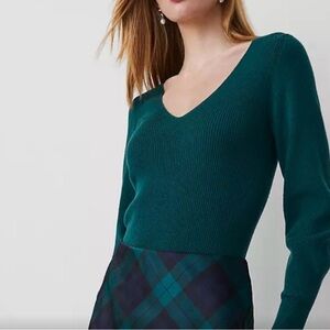 Ann Taylor Teal V-Neck Sweater
